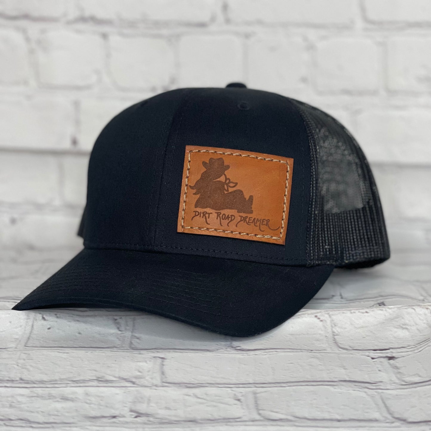 Leather Patch Hat - Black